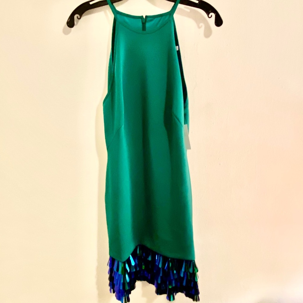 Sho green dress with colorful sequin detail NWT